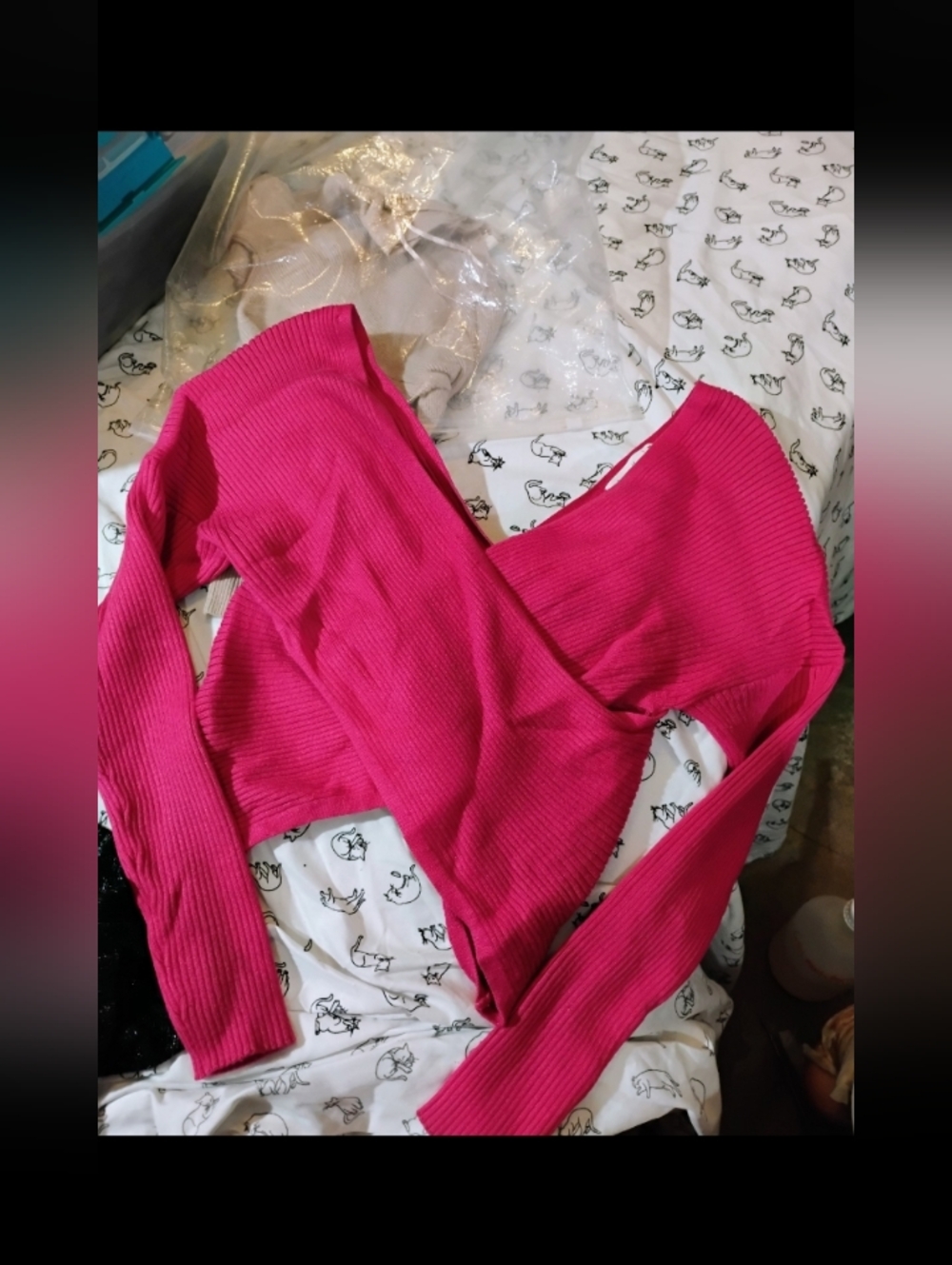 Active USA Hot Pink Wrap Crop Top Medium